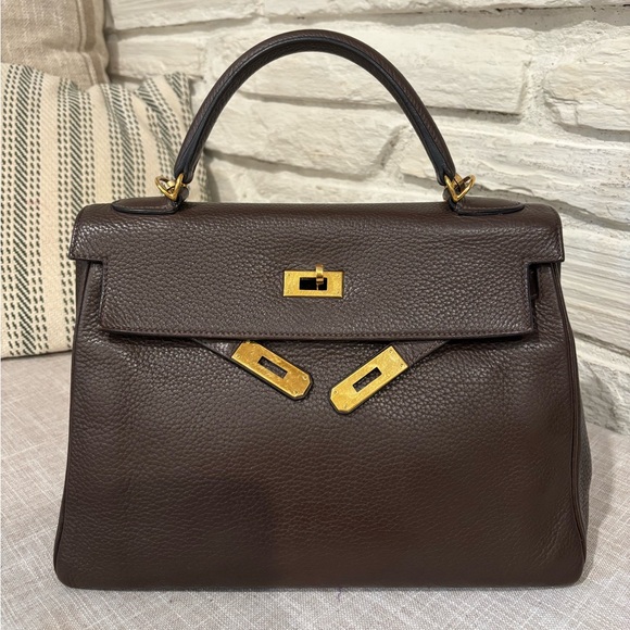 Hermes Handbags - Hermes Kelly 32 Retourne Clemence GHW